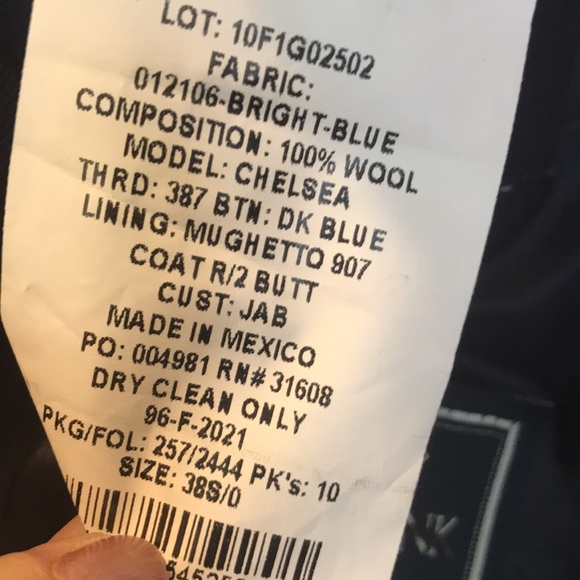 NWOT Mens sport coat by Jos A Bank. 1905 Collection. Navy blue size 38 short - Picture 13 of 14